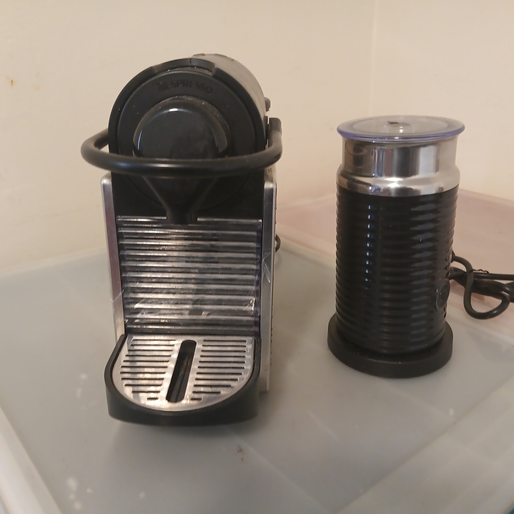 Black and Silver Espresso Machine with Milk Frother